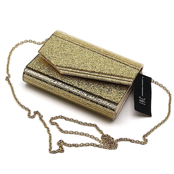 INC International Concepts Handbags - INC Gold Glitter Envelope Clutch Women’s NWT